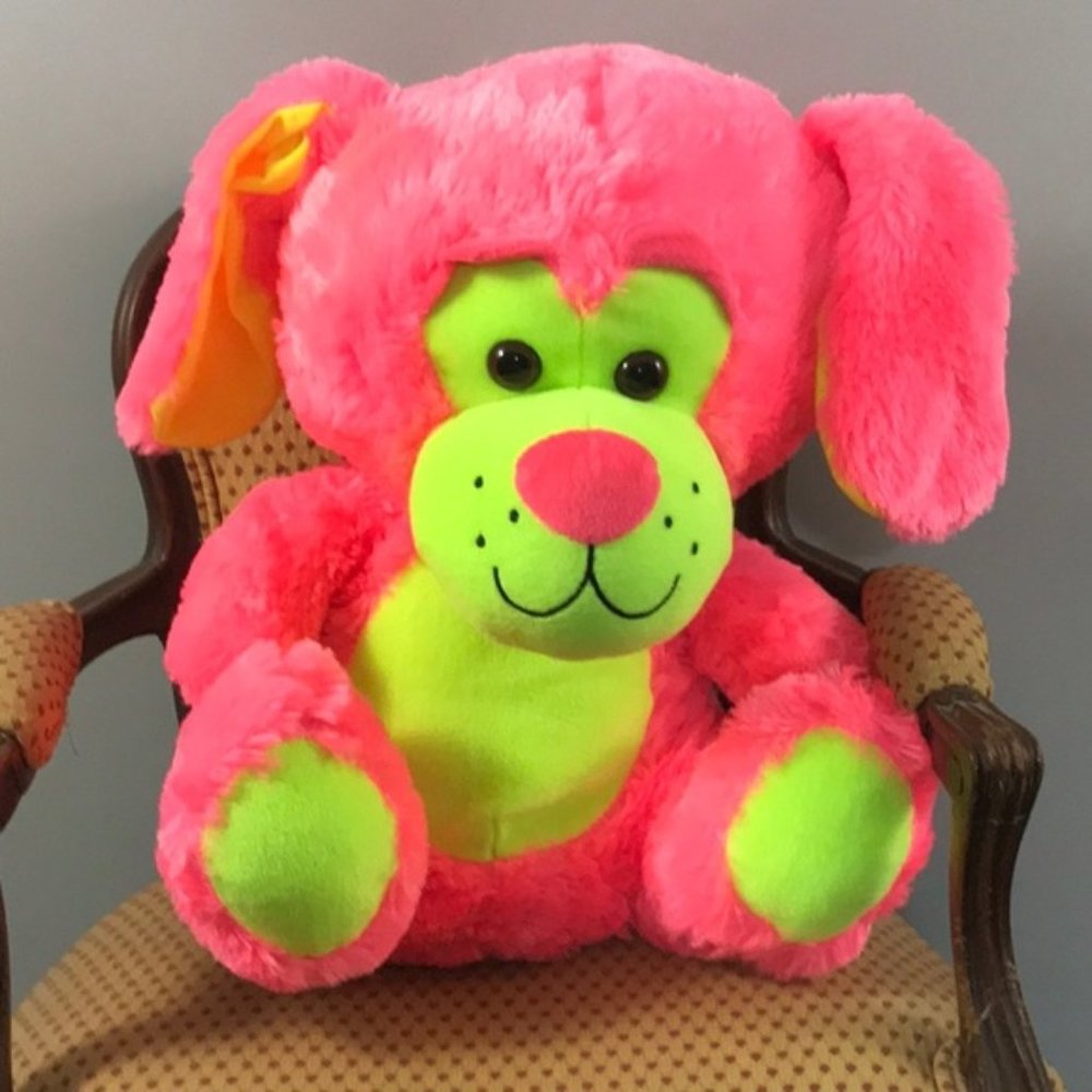 📌Peek-A-Boo neon color soft plush stuffed dog soft toy animal